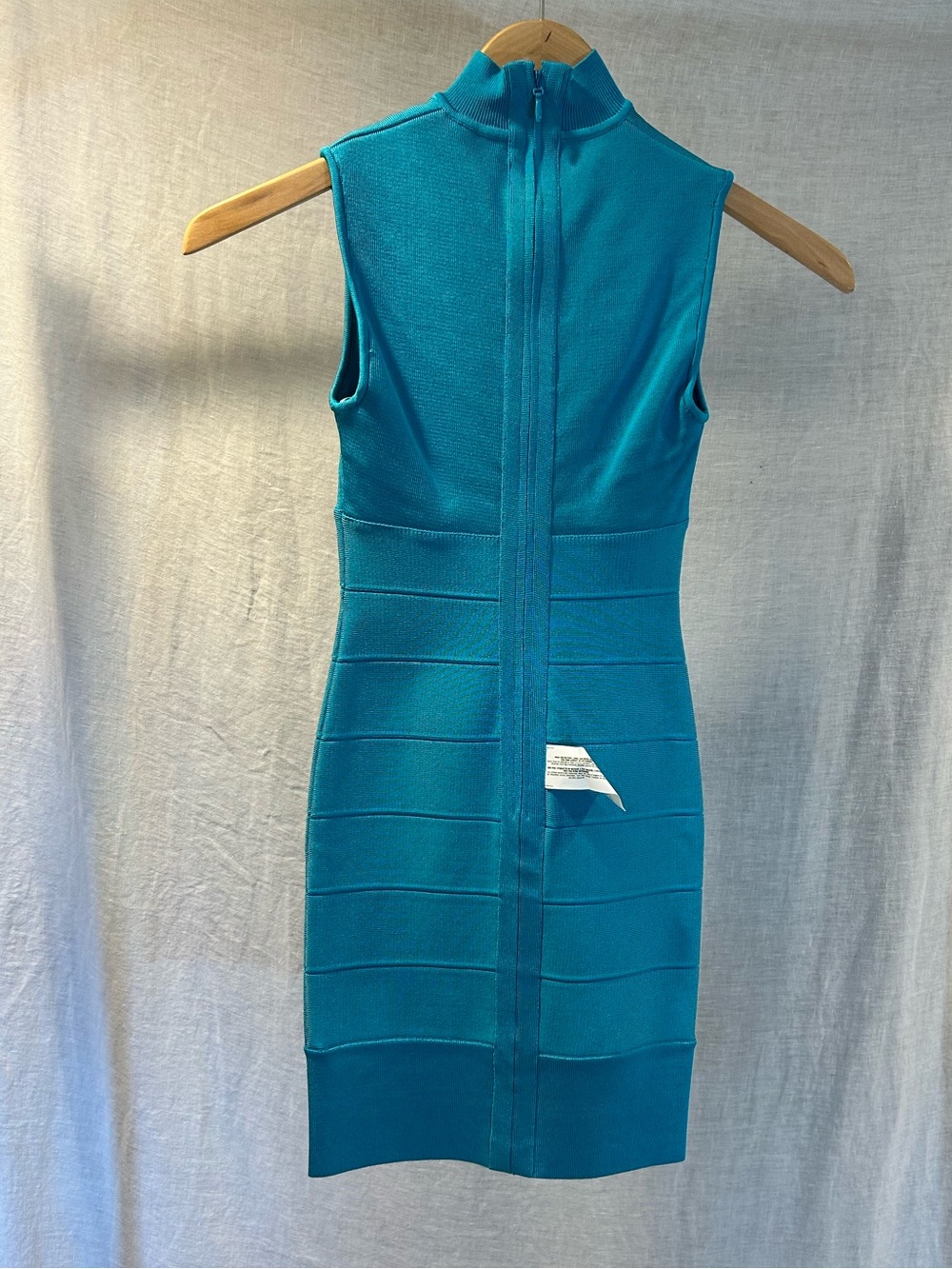 Herve Leger Teal Blue Sleeveless Bandage Mini Dress - Picture 4 of 9